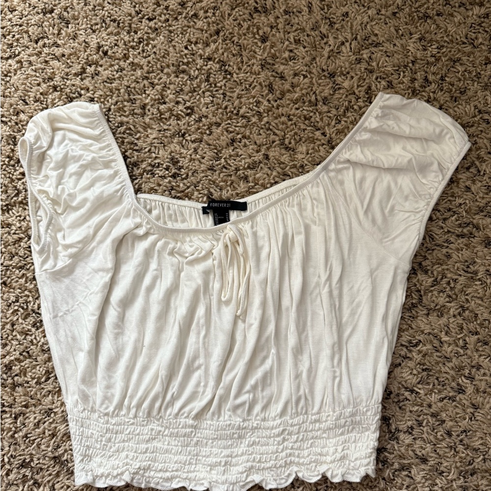Forever 21 White Ruched Women's Top